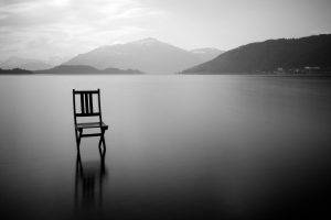 monochrome, Chair, Lake, Ice