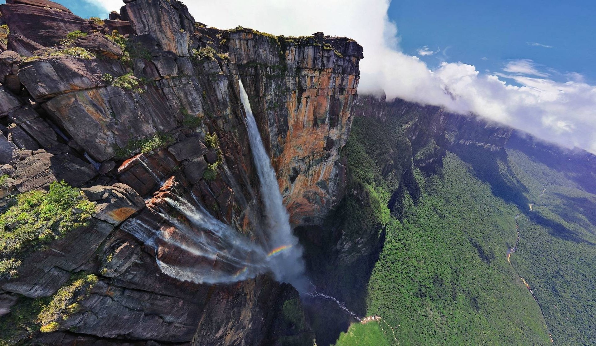 nature, Mountain, Waterfall, Clouds Wallpaper