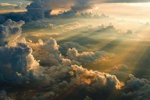 nature, Sky, Clouds, Sun Rays, Aerial View
