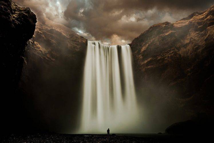 river, Waterfall, Silhouette HD Wallpaper Desktop Background