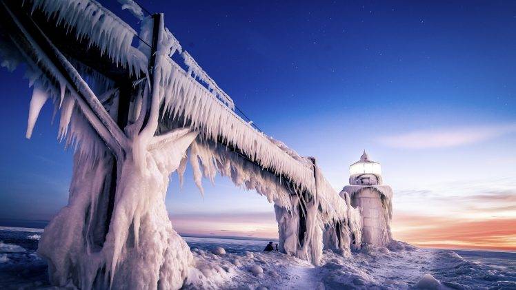 Ice Lighthouse Nature Wallpapers Hd Desktop And Mobile Backgrounds
