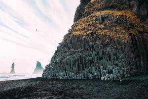 nature, Sea, Rock, Cliff, Reynisfjara, Iceland