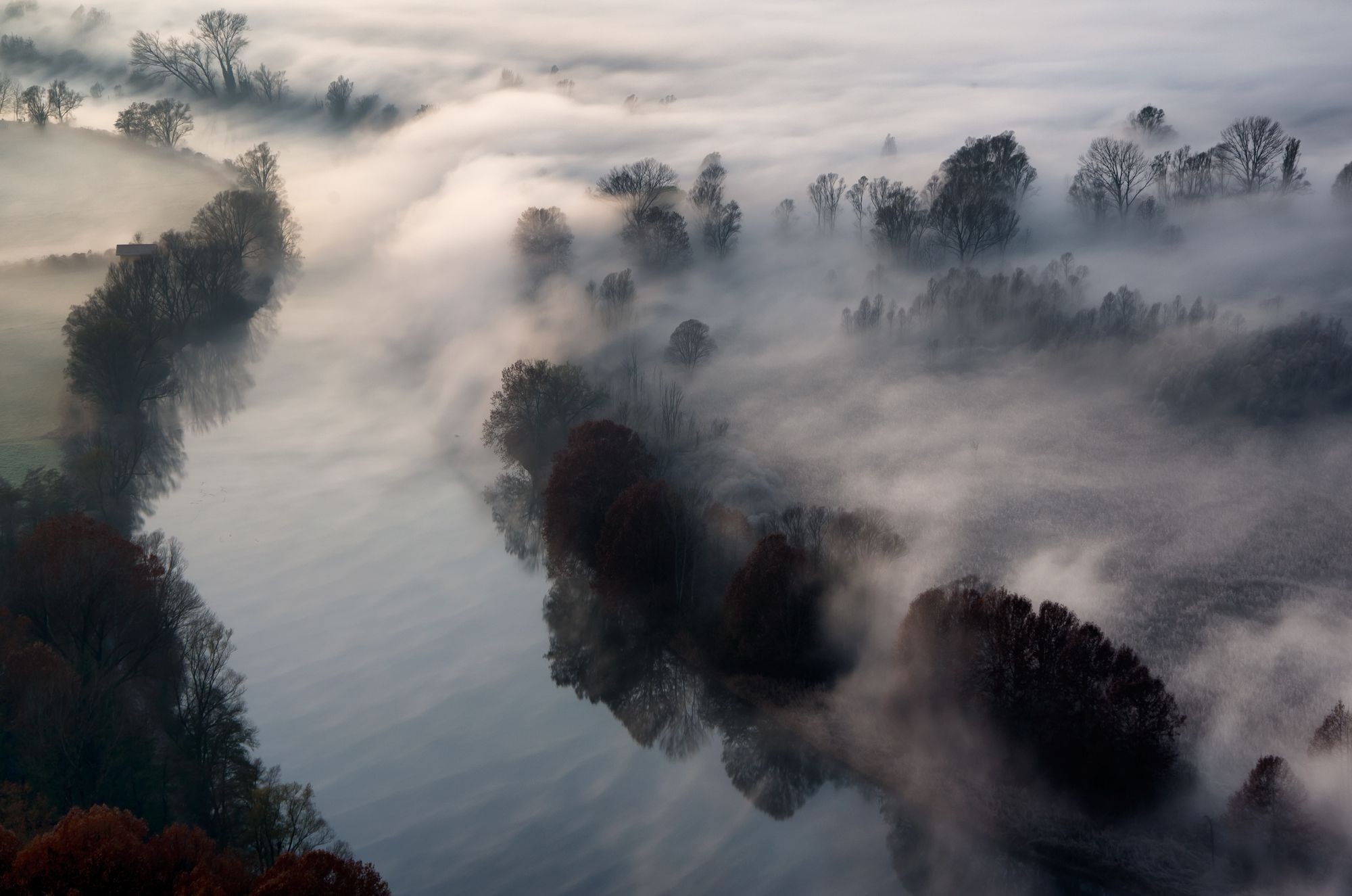 photography, River, Mist Wallpaper
