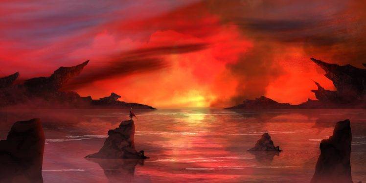 red, Fire, Smoke, Water, River HD Wallpaper Desktop Background