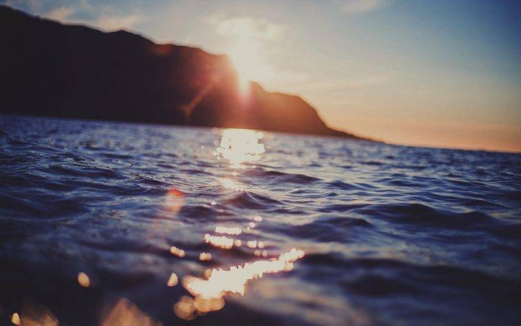nature, Sea, Waves, Water, Blurred, Sunset HD Wallpaper Desktop Background
