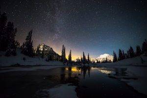 stars, Snow, Lake