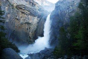 waterfall, Mountain, Nature, Yosemite National Park