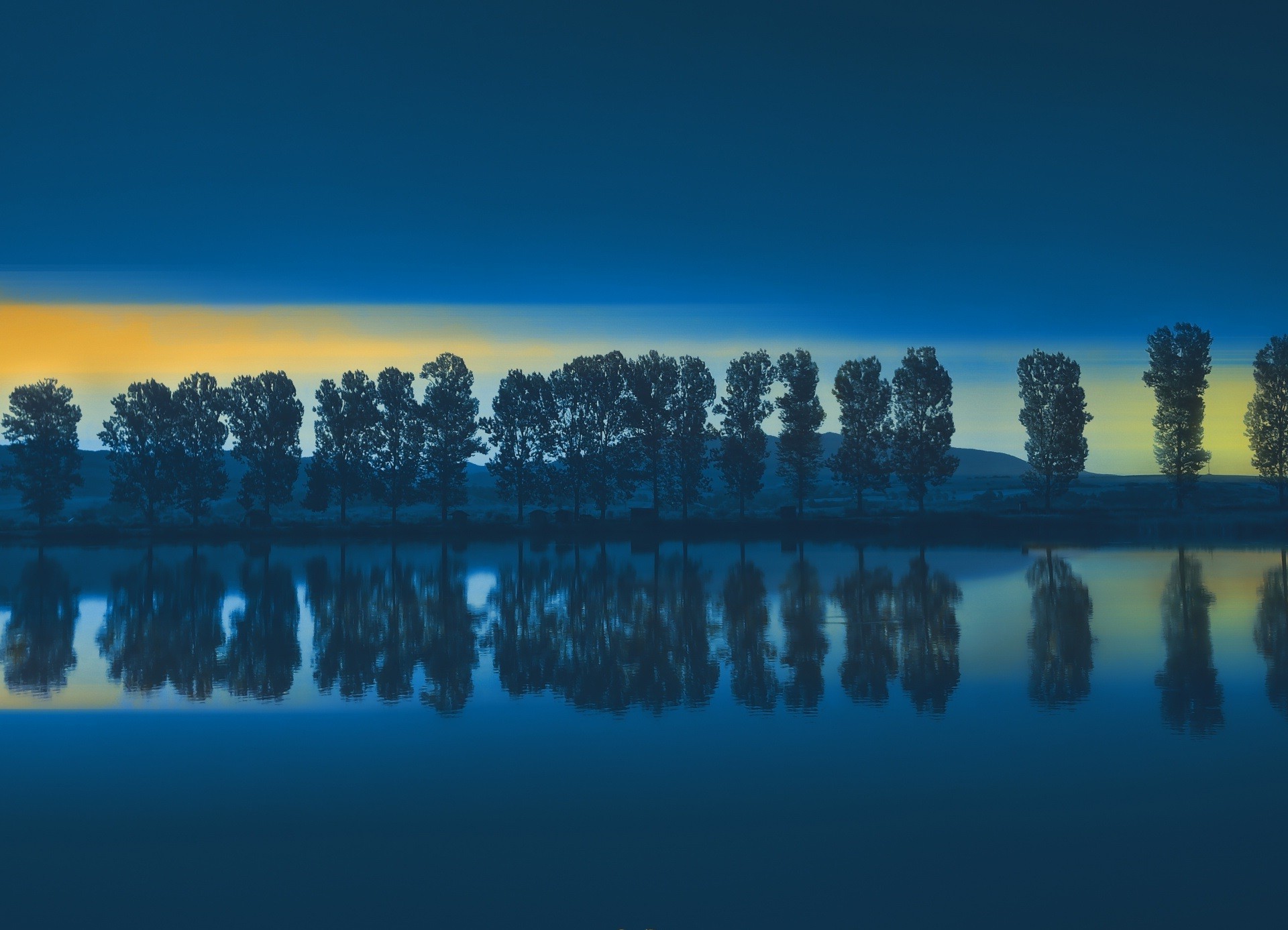 lake, Trees, Sunset Wallpaper