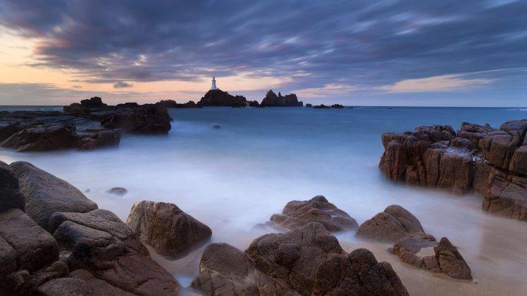 nature, Rock, Channel Islands, Lighthouse, Long Exposure HD Wallpaper Desktop Background