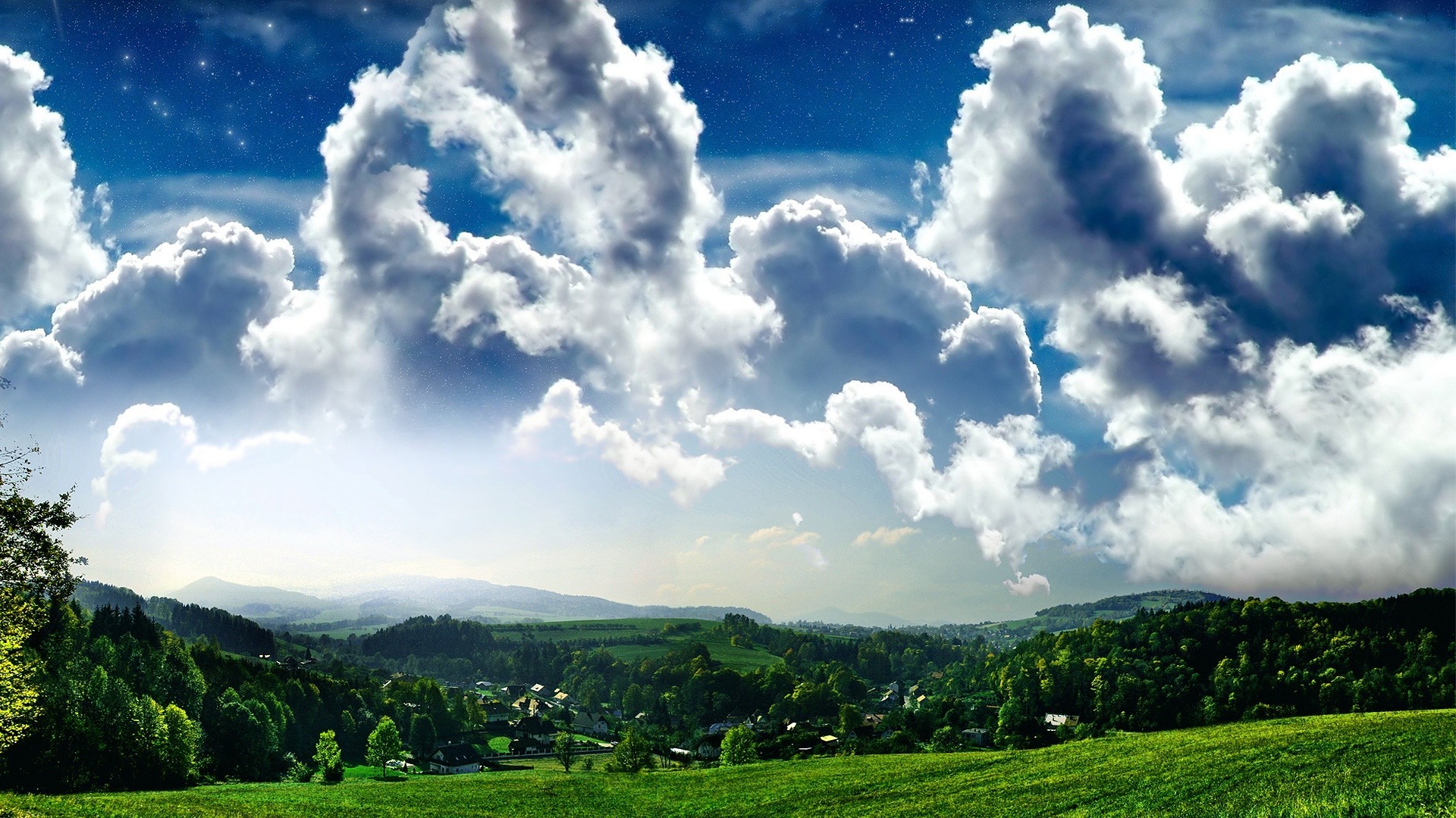 nature, Clouds, Grass, Sky Wallpaper