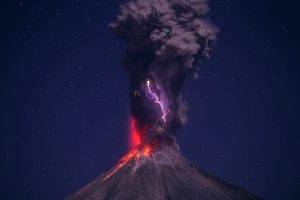 nature, Volcano, Eruptions, Hernando Rivera Cervantes, Photographers, Photography, Lightning, Night, Ash, Stars