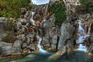 nature, Waterfall, HDR, Rock