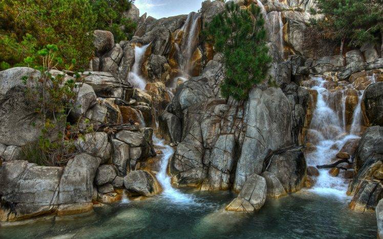 nature, Waterfall, HDR, Rock HD Wallpaper Desktop Background