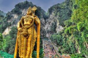 HDR, Statue, Gold, Nature, Mountain