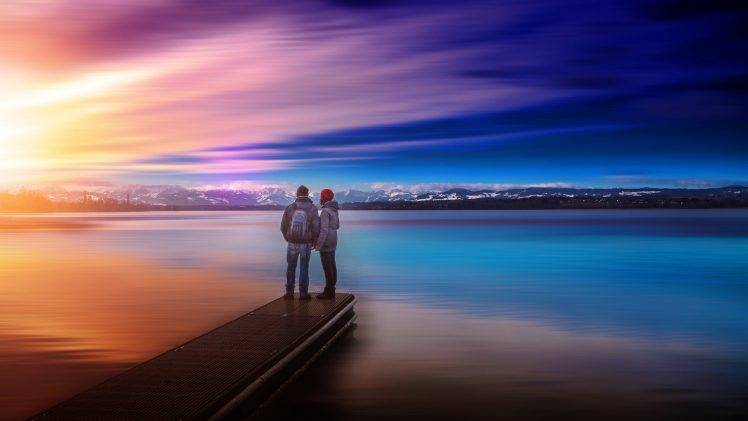 couple, Lake HD Wallpaper Desktop Background