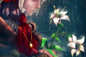 doll, Flowers, Women, Rain, Crying