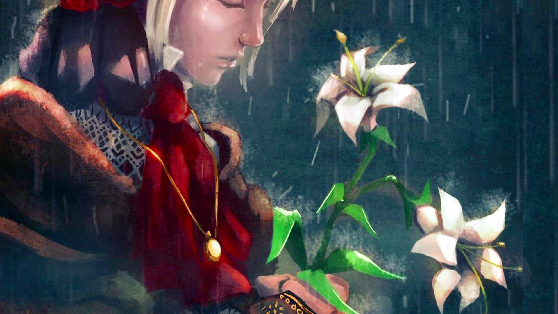 doll, Flowers, Women, Rain, Crying Wallpaper