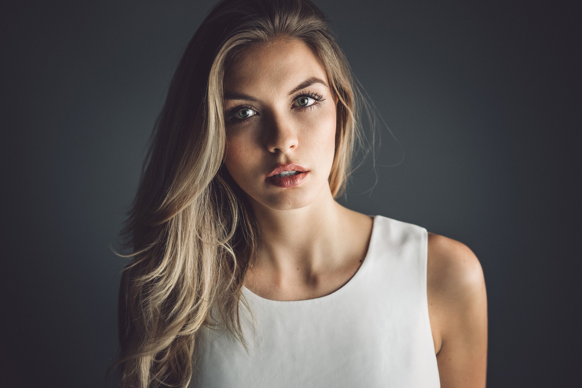 Women Blonde Portrait Face Simple Background