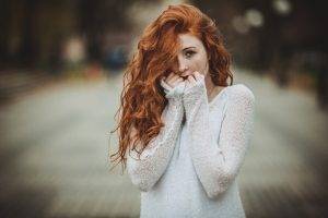 redhead, Women, Looking At Viewer, Freckles