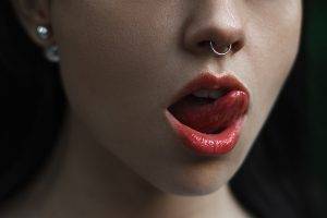 nose Rings, Licking Lips, Face, Women