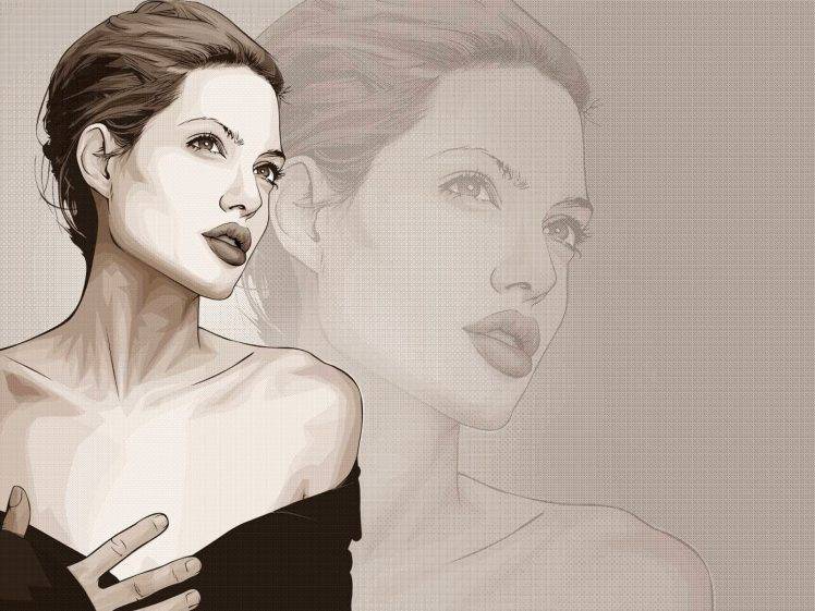 artwork, Angelina Jolie, Actress HD Wallpaper Desktop Background