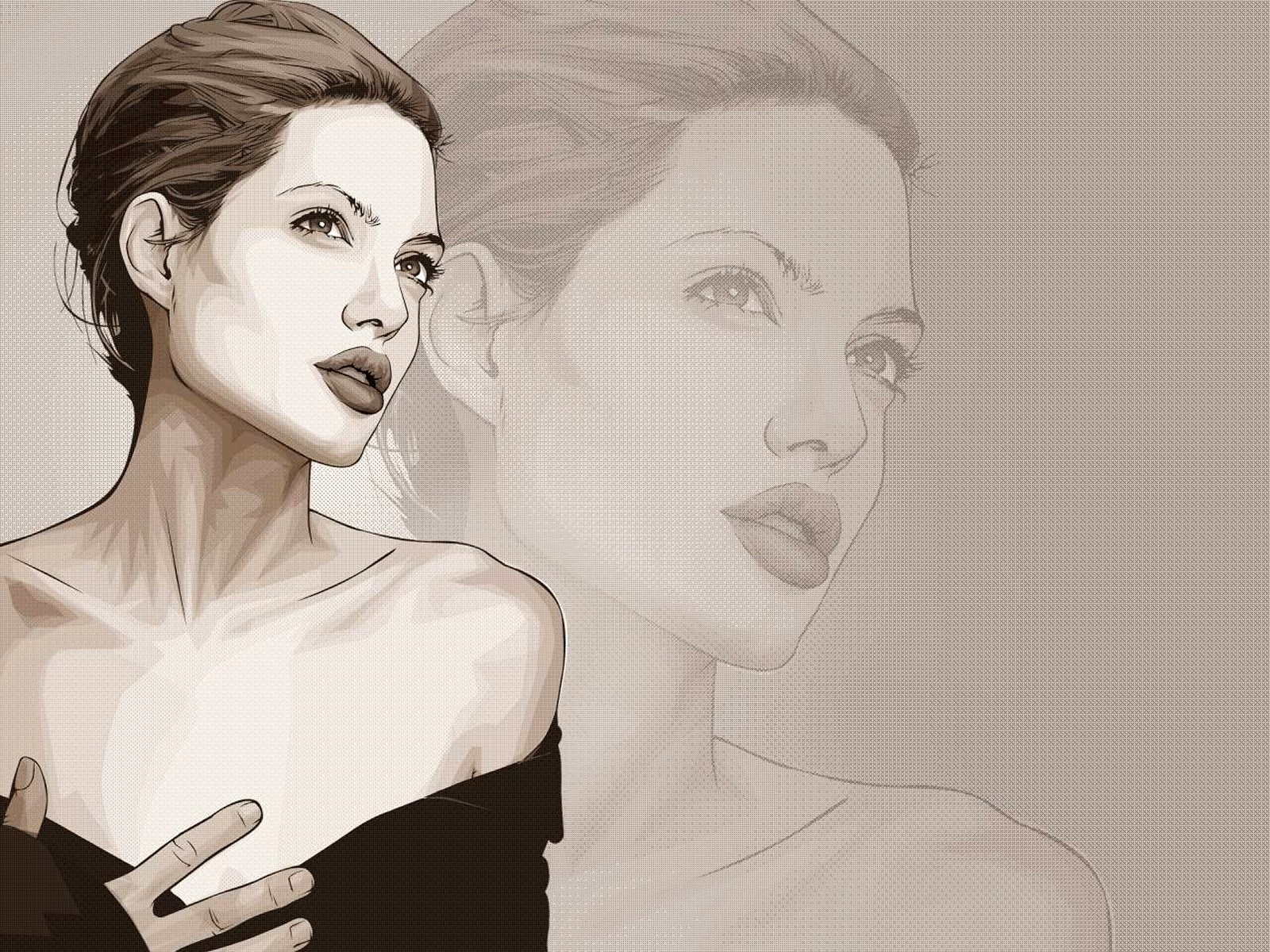 artwork, Angelina Jolie, Actress Wallpaper