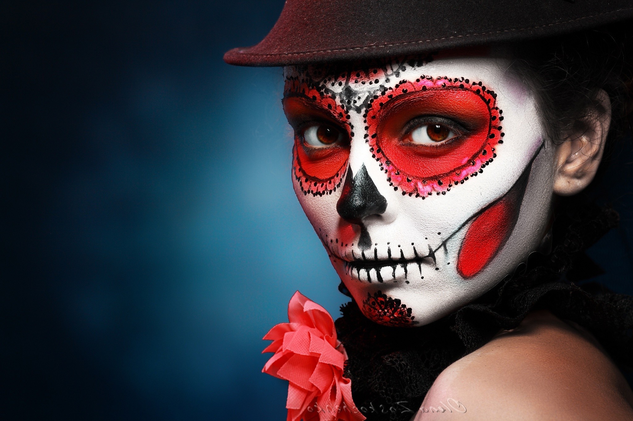 Sugar Skull, Halloween, Makeup, Hat Wallpaper