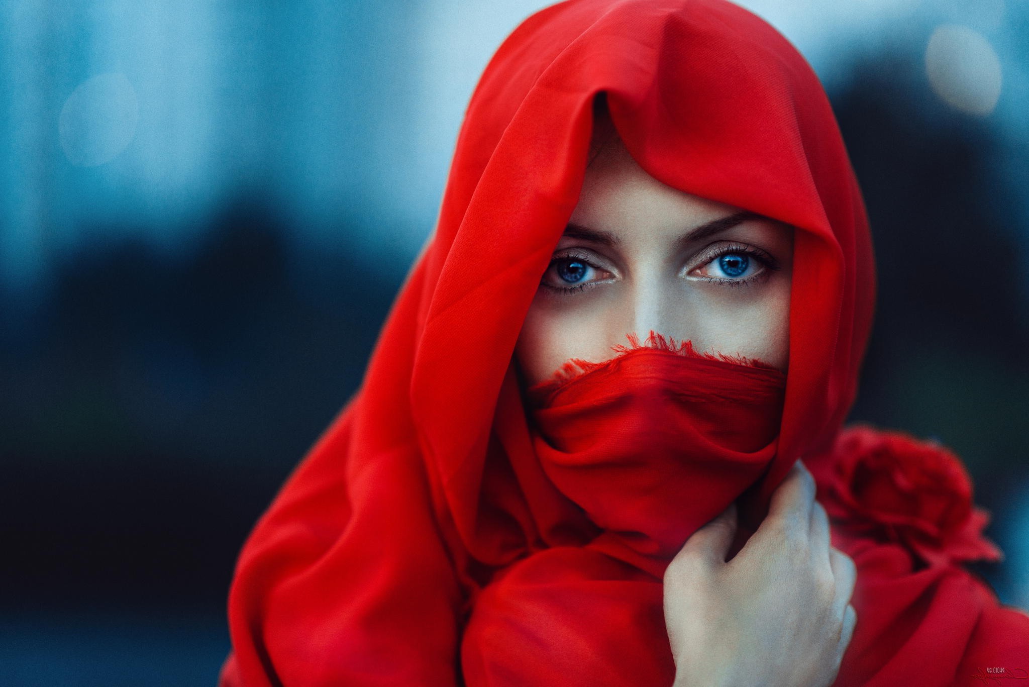 red, Blue Eyes, Women Wallpaper