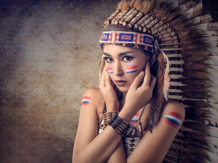 Asian, Women, Model, Native American Clothing HD Wallpaper Desktop Background