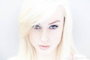 women, Blonde, Closeup, Face, Blue Eyes, Simple Background