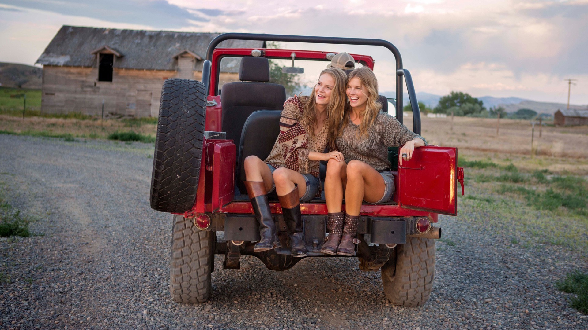 Nicole Boerner Blonde Blue Eyes Jeep Sitting Boots Legs Images, Photos, Reviews