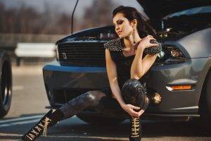 women, Model, Ford Mustang, Brunette, Sati Kazanova, Women With Cars