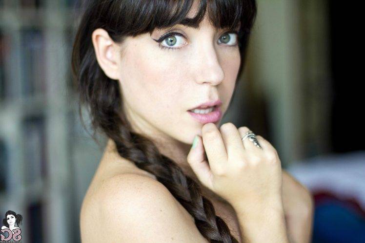 Suicide Girls, Sheer Suicide, Ponytail, Women, Brunette, Braids, Painted Nails HD Wallpaper Desktop Background