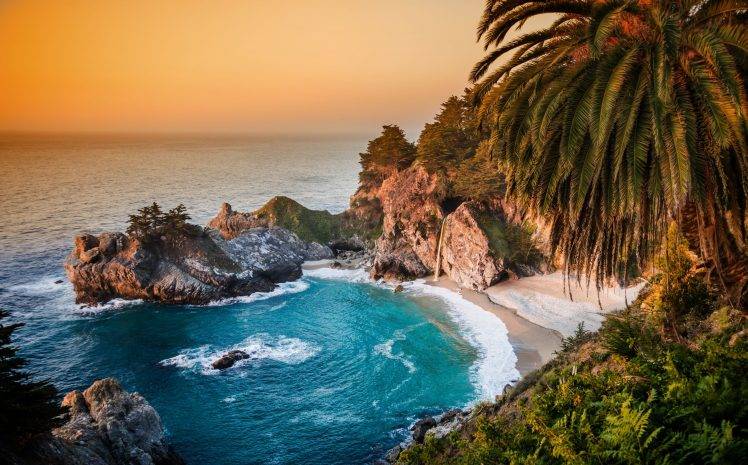 nature, Sea, Waves, Palm Trees, Beach HD Wallpaper Desktop Background