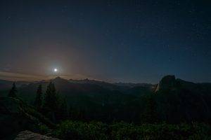 nature, Forest, Moon, Yosemite Valley, Yosemite National Park, California, Mountain