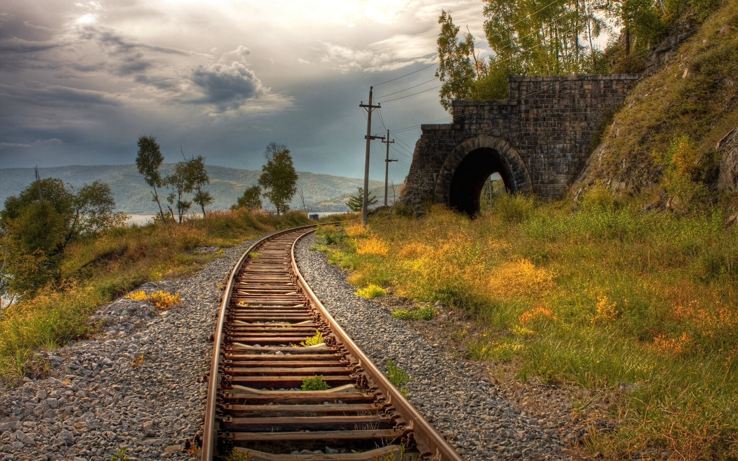 nature, Grass, Tunnel, Railway, HDR Wallpaper