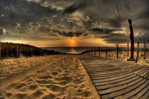 beach, Nature, Sand, Path, Sunset