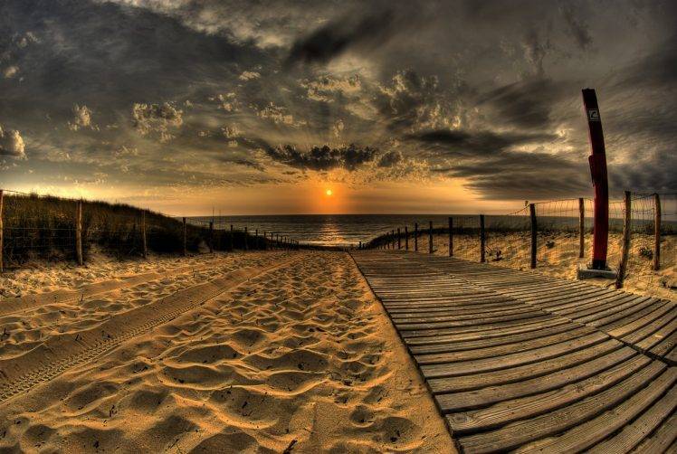 beach, Nature, Sand, Path, Sunset HD Wallpaper Desktop Background