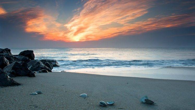nature, Sea, Rock, Sand, Beach, Sun HD Wallpaper Desktop Background