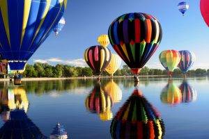 hot Air Balloons, River, Colorful