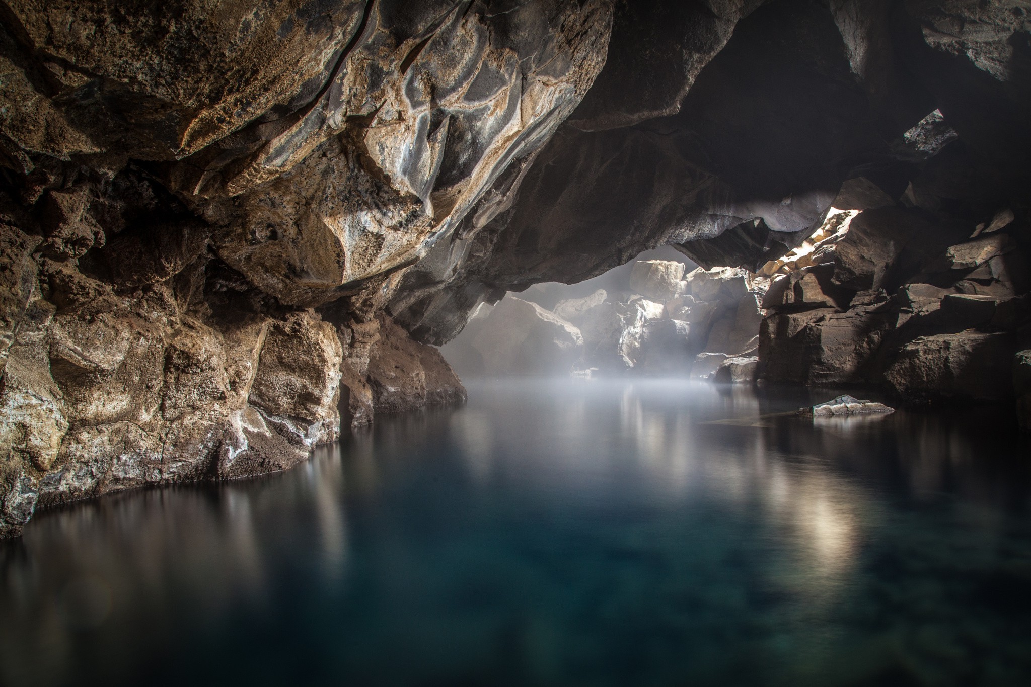 nature, River, Rock, Cave Wallpaper