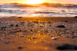 beach, Sea, Nature, Depth Of Field, Stones, Sand, Pebbles, Bokeh, Sunlight, Sunset