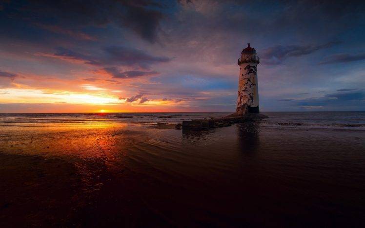 lighthouse, Nature, Sunset, Photography, Depth Of Field, Water, Sand, Rust HD Wallpaper Desktop Background