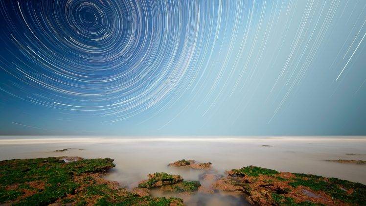 nature, Star Trails, Long Exposure, Water HD Wallpaper Desktop Background