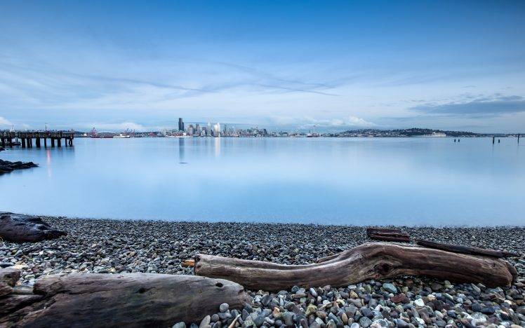 coast, Driftwood, Pebbles, Calm, Water, Lake HD Wallpaper Desktop Background
