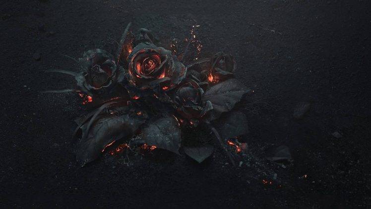 flowers, Rose, Fire, Gothic HD Wallpaper Desktop Background