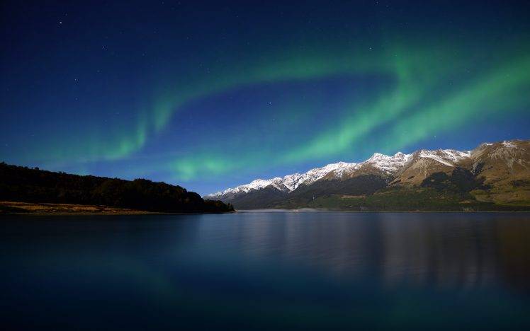aurorae, Night, Sky, Lake, Mountain HD Wallpaper Desktop Background