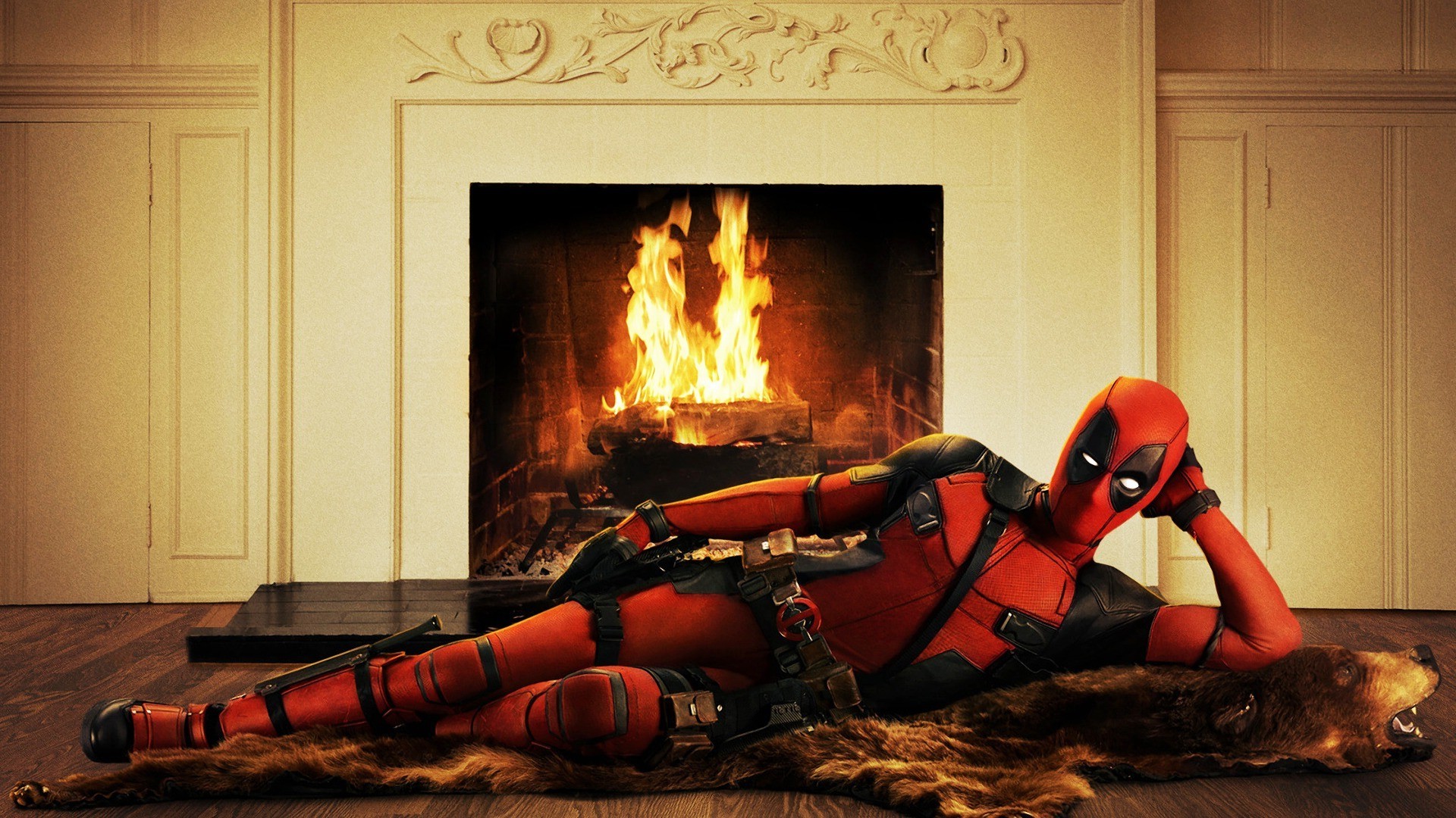Deadpool, Ryan Reynolds, Movies, Fireplace Wallpaper