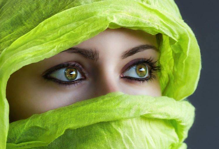 green Eyes, Green, Veils, Women HD Wallpaper Desktop Background