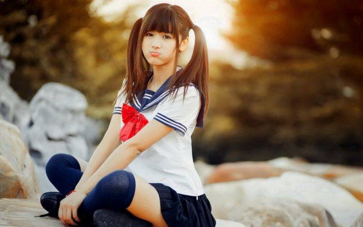 Asian, Women, School Uniform, Cosplay HD Wallpaper Desktop Background